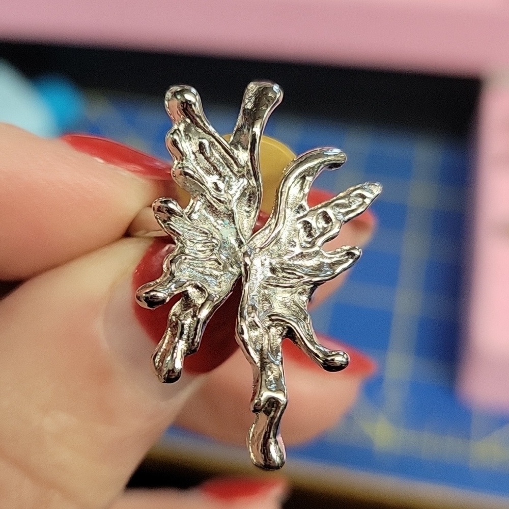 Splatter Silver Tone Ring